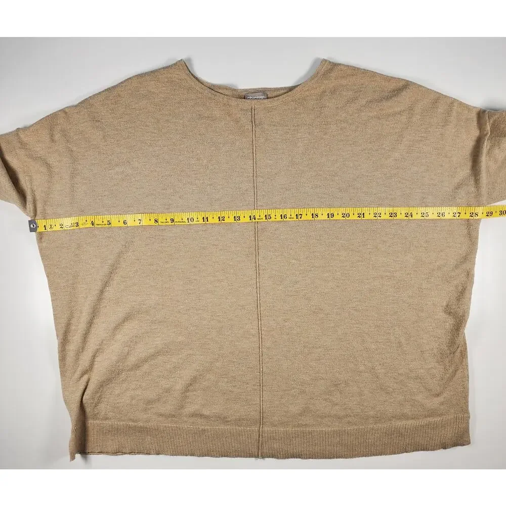Chico's Beige Knit Sweater SIZE 3/XL Dolman Sleeve Soft Lightweight Top
